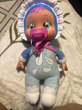 Plush Baby Doll with Removable Pacifier - Blue